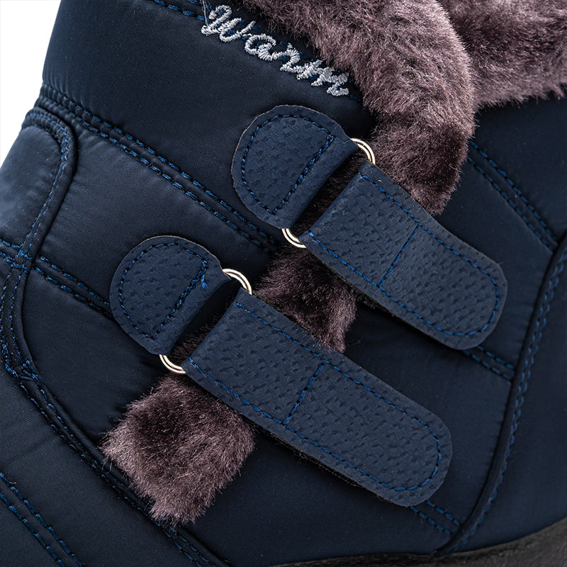 Buiruilun wholesale women Leather Snow Booties Rubber waterproof Shoes Women's Boots Winter Snowproof Ankle Boots