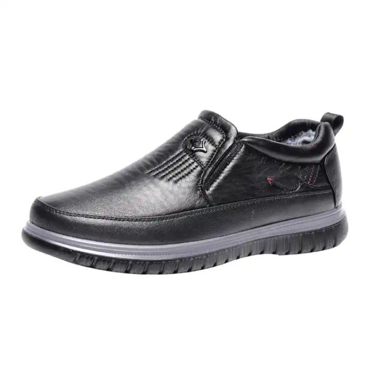Custom men's low cut synthetic leather snow shoes winter warm plush sports and casual snow shoes for men