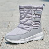 Winter plush and thick soled mid length snow boots for women versatile grey waterproof women' s snow boots shoes