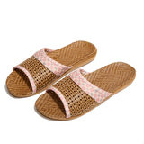 Indoor anti-slip EVA outsole sweat-absorbant linen woven slippers simple floral breathable upper linen slipper