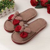 Wholesale Autumn And Winter Thickened Cotton Fabric Home Bow Slippers Soft Sole Silent Female Bedroom Bow Slippers