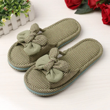 Wholesale Autumn And Winter Thickened Cotton Fabric Home Bow Slippers Soft Sole Silent Female Bedroom Bow Slippers