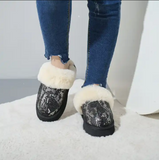 Hot Selling Solid Color Snake Pattern Shining Plush Slippers Winter Warm Thick Light Sole Plush Slippers
