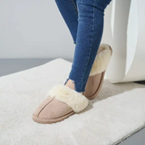 Popular Solid Color Home Warm Fur Plush Slippers For Women Comfortable Flat Lightweight Plush Slippers