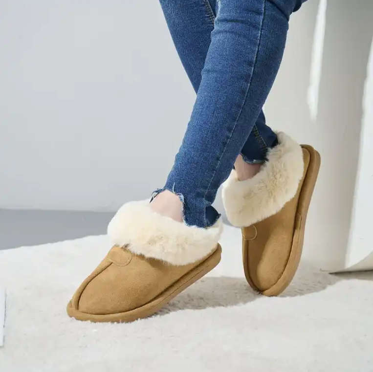 Fashion thickened home fluffy plush slipper for women winter warm fur lightweight indoor snow shoes plush slipper