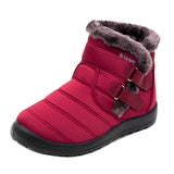 Buiruilun wholesale women Leather Snow Booties Rubber waterproof Shoes Women's Boots Winter Snowproof Ankle Boots
