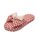 Custom Breathable Thickened Cloth Home Quiet Cute Slippers Soft Silent Household Comfortable Bow Slippers