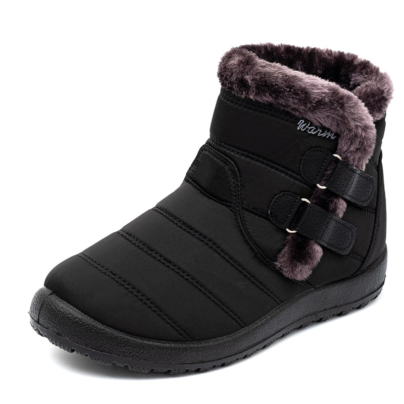 Buiruilun wholesale women Leather Snow Booties Rubber waterproof Shoes Women's Boots Winter Snowproof Ankle Boots