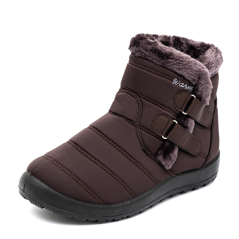 Buiruilun wholesale women Leather Snow Booties Rubber waterproof Shoes Women's Boots Winter Snowproof Ankle Boots