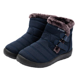 Buiruilun wholesale women Leather Snow Booties Rubber waterproof Shoes Women's Boots Winter Snowproof Ankle Boots