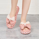 Custom Breathable Thickened Cloth Home Quiet Cute Slippers Soft Silent Household Comfortable Bow Slippers