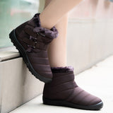 Buiruilun wholesale women Leather Snow Booties Rubber waterproof Shoes Women's Boots Winter Snowproof Ankle Boots