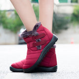 Buiruilun wholesale women Leather Snow Booties Rubber waterproof Shoes Women's Boots Winter Snowproof Ankle Boots