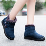 Buiruilun wholesale women Leather Snow Booties Rubber waterproof Shoes Women's Boots Winter Snowproof Ankle Boots
