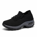 Knitting Women Casual Shoes Fashion Design Sports Breathable Elastic Force Bottom Shoes