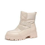 High-Quality Women's Plush Warm Lining Snow Boots Comfortable And Soft Middle Beige Snow Shoes For Women