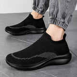 New Fashion Fly Woven Shoes Wholesale Large Size Men's Slip-on Mesh Elastic Eva Sole Couple Style Sneakers