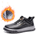 Custom men's low cut synthetic leather snow shoes winter warm plush sports and casual snow shoes for men