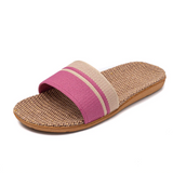 New Summer Home Minimal Design Linen Slippers For Women Anti-Slip Comfortable Women' s Indoor Linen Slippers