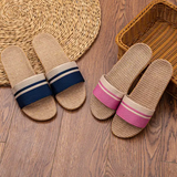 New Summer Home Minimal Design Linen Slippers For Women Anti-Slip Comfortable Women' s Indoor Linen Slippers