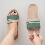 New Summer Home Minimal Design Linen Slippers For Women Anti-Slip Comfortable Women' s Indoor Linen Slippers