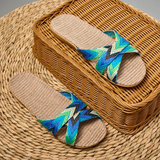 New Summer Colorful Stripes Linen Anti-Slip Slippers For Women Cool Comfortable Home Men' s Home Linen Slippers