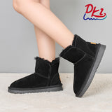 Wholesale Winter New Wool Cowhide Trend Snow Boots Warm Thick Sole Light Large Size Women's Snow Boots