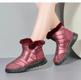 wholesale Women Boots  plus velvet padded warm flat cotton shoes waterproof non-slip zipper casual soft bottom